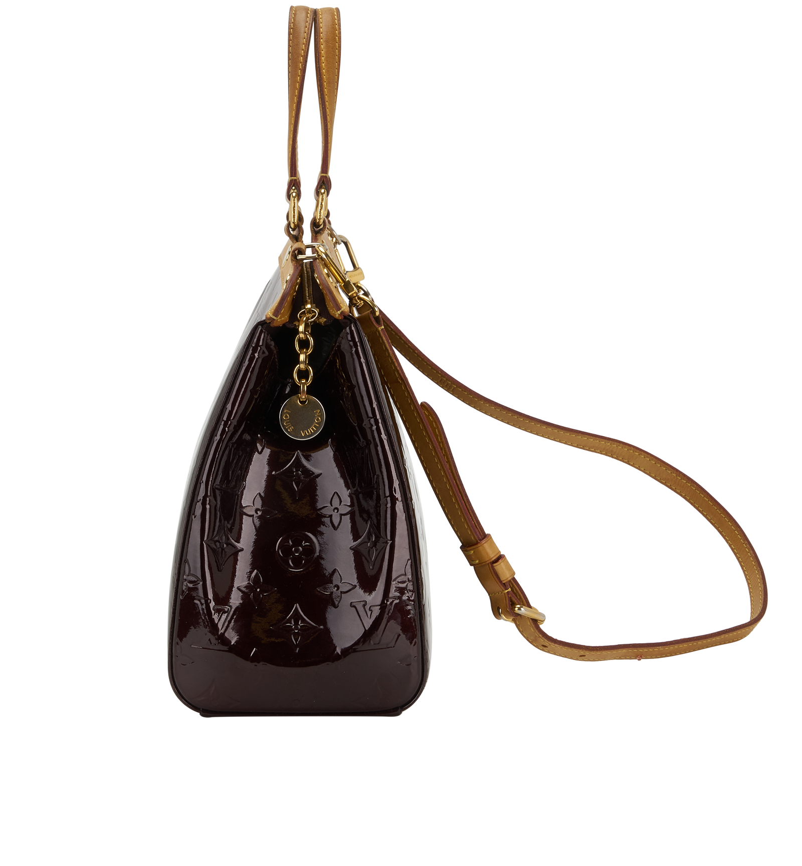 Brea MM, &pound;650, Handbags, Burgundy, Patent Leather, Bottom view